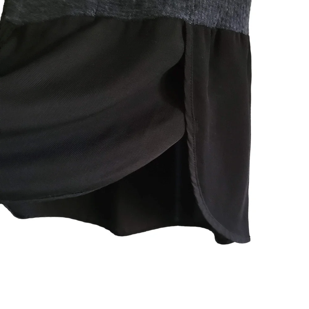 QUINN Cashmere Blend Double V Neck Peplum Sweater Charcoal Gray Black Women's XS